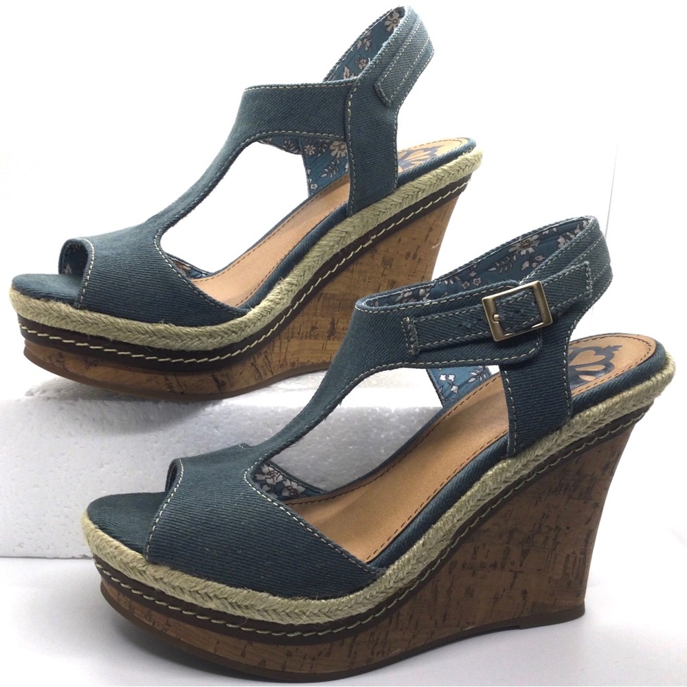 sandals platform shoes Denim summer casual  size 8M